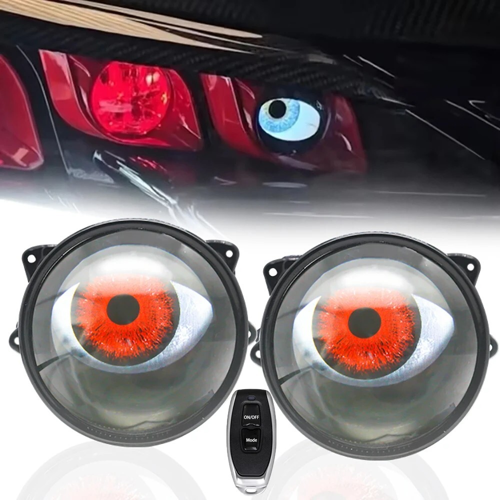 3″ LED Dynamic Devil Eyes Lights 33 Modes 12V Remote Control Headlight Retrofit