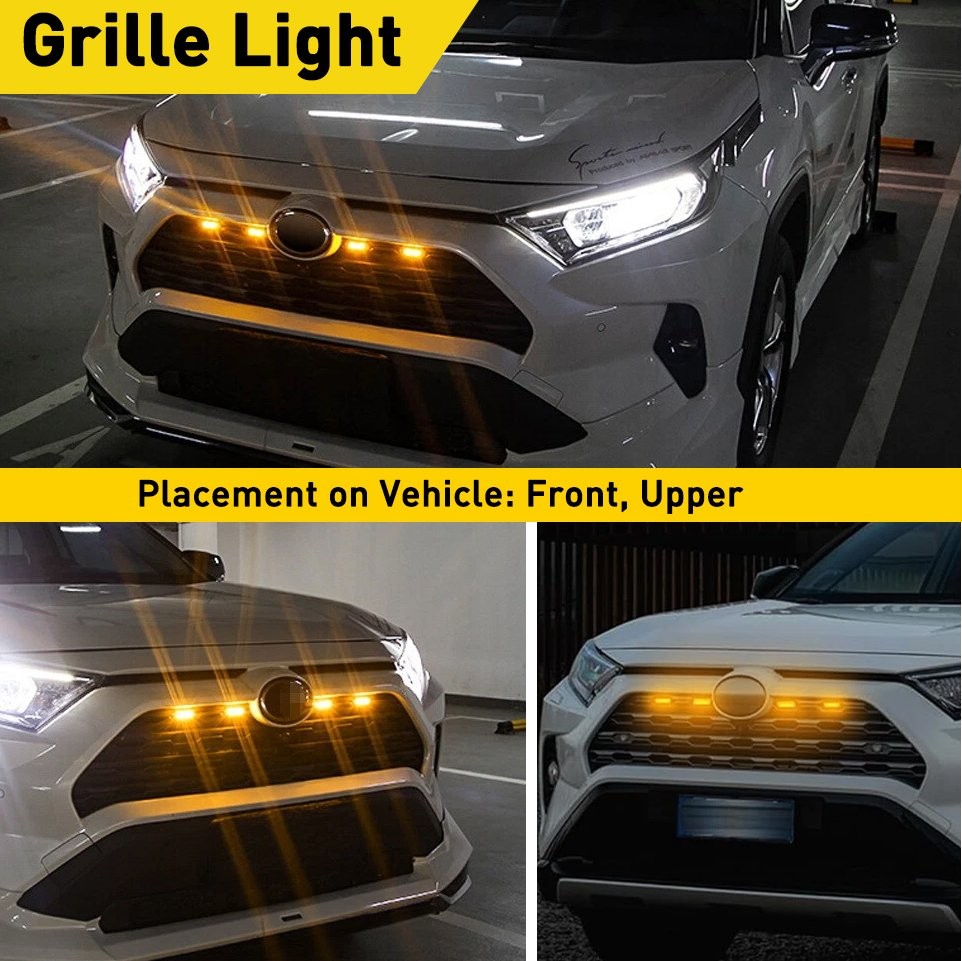 Front Grille Lights Set LED Amber White For Toyota RAV4 2019-2024 LE SE XLE XSE
