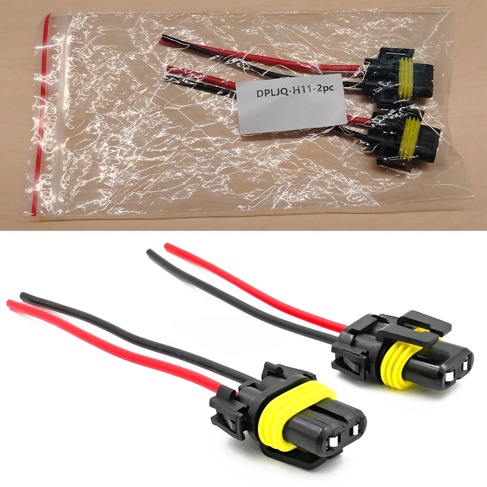 H11 Wire Pigtail Female S Two Harness Light Head Low Beam Socket Connector Plug