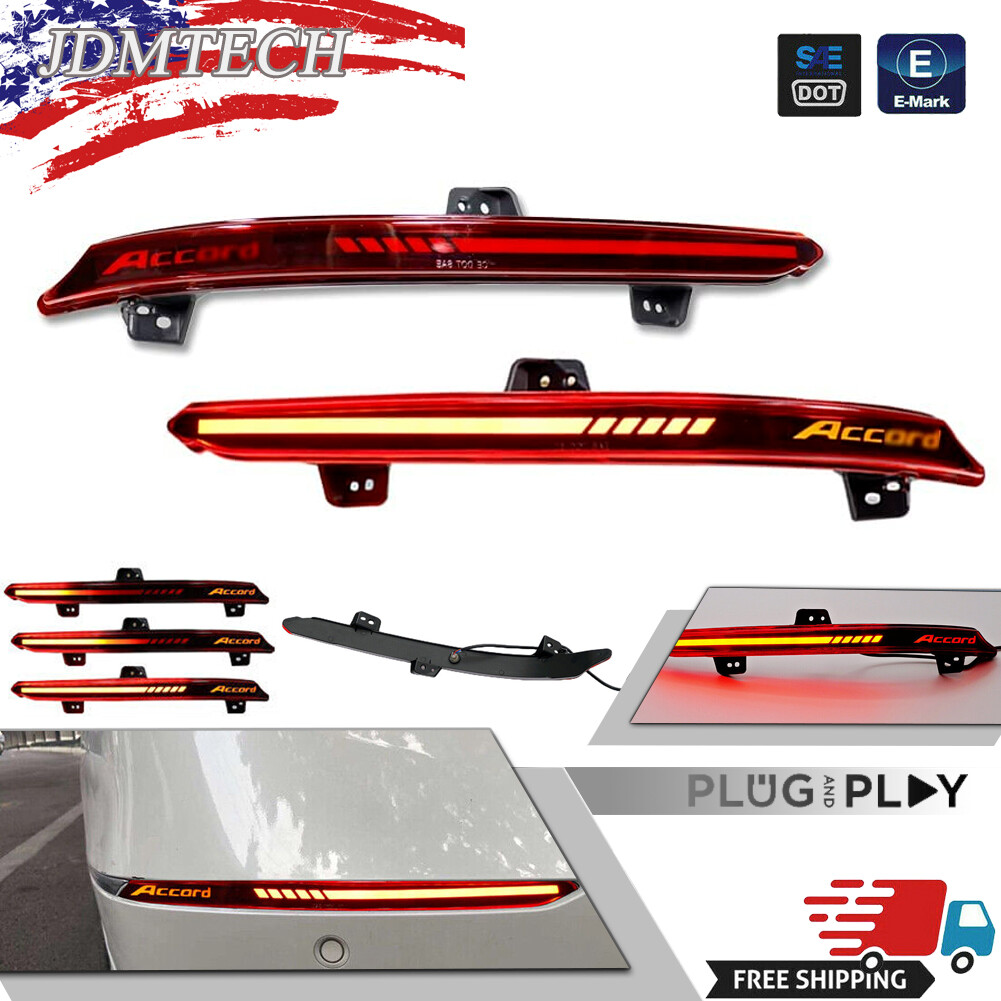LED Reflector Tail Light for Honda Accord 2018 2019-2022 Rear Bumper Lamp Red