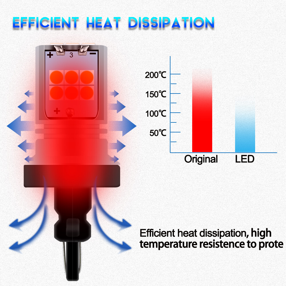 2X 3157 LED 3000K Amber Yellow Turn Signal Parking DRL High Power Light Bulbs