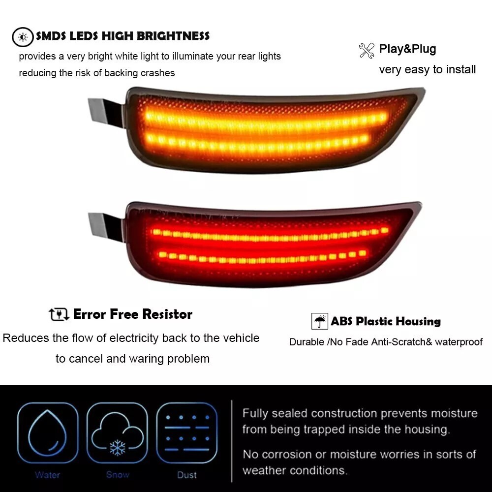 4Pc LED Side Marker Light Indicator Black Lens For 2016-2022 Mazda MX-5 Miata