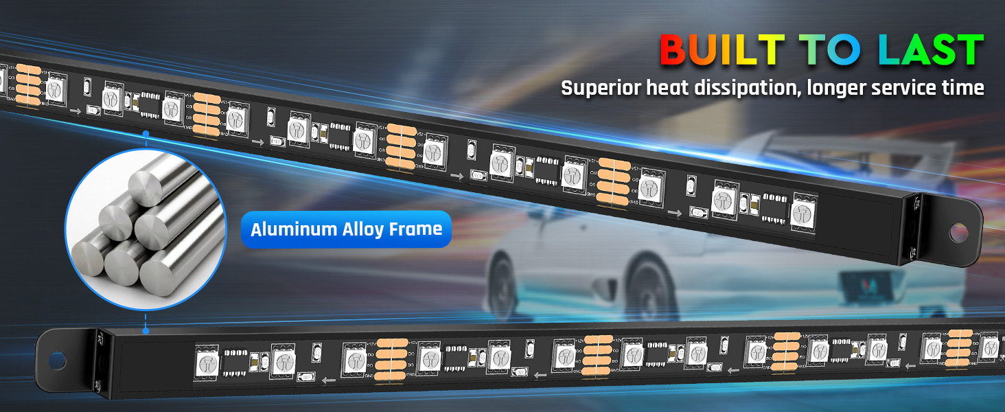 Waterproof N8 Aluminum RGBW LED Car Underglow Lights, Led Exterior Underbody Kit
