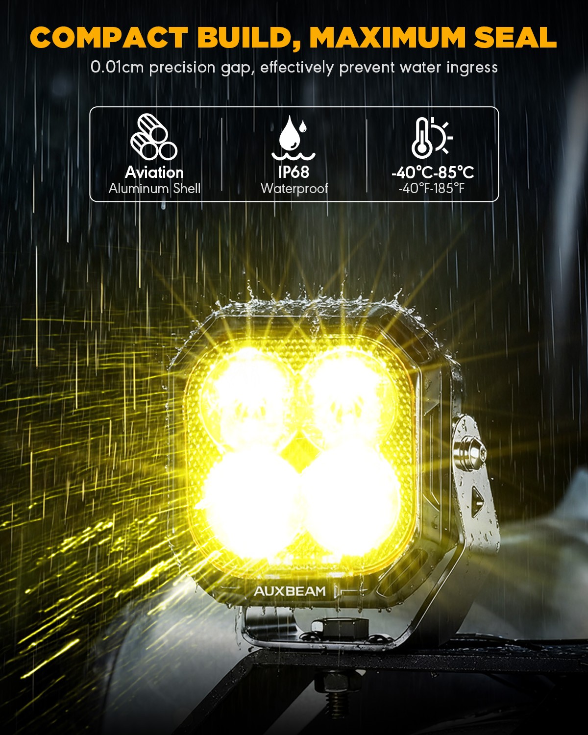 AUXBEAM 3″inch 116W RGBW LED Work Driving Lights Spot Cube Pods Gradient Cycle