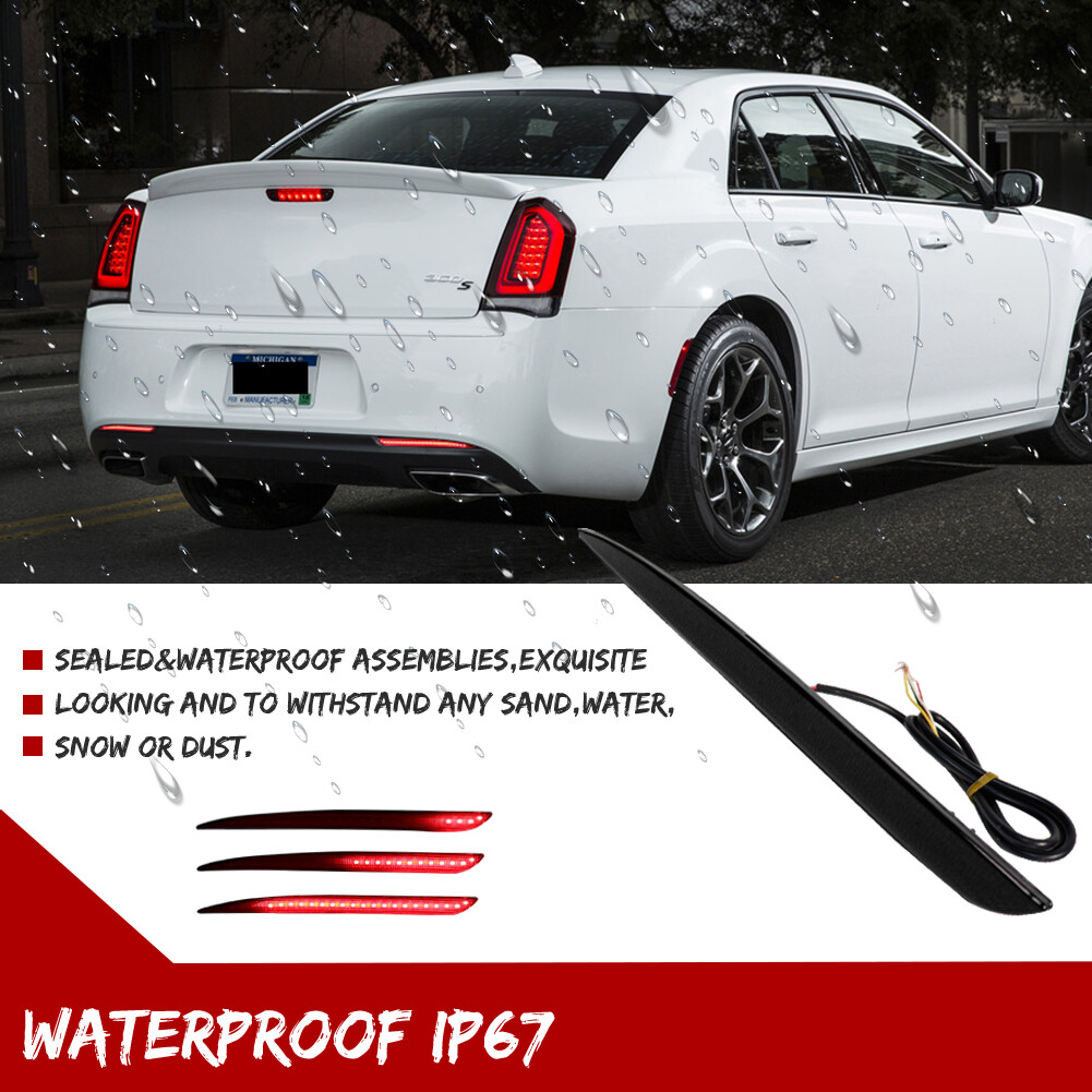 Smoke Lens Bumper Reflector Tail Brake Rear Fog Light For 2015-2022 Chrysler 300
