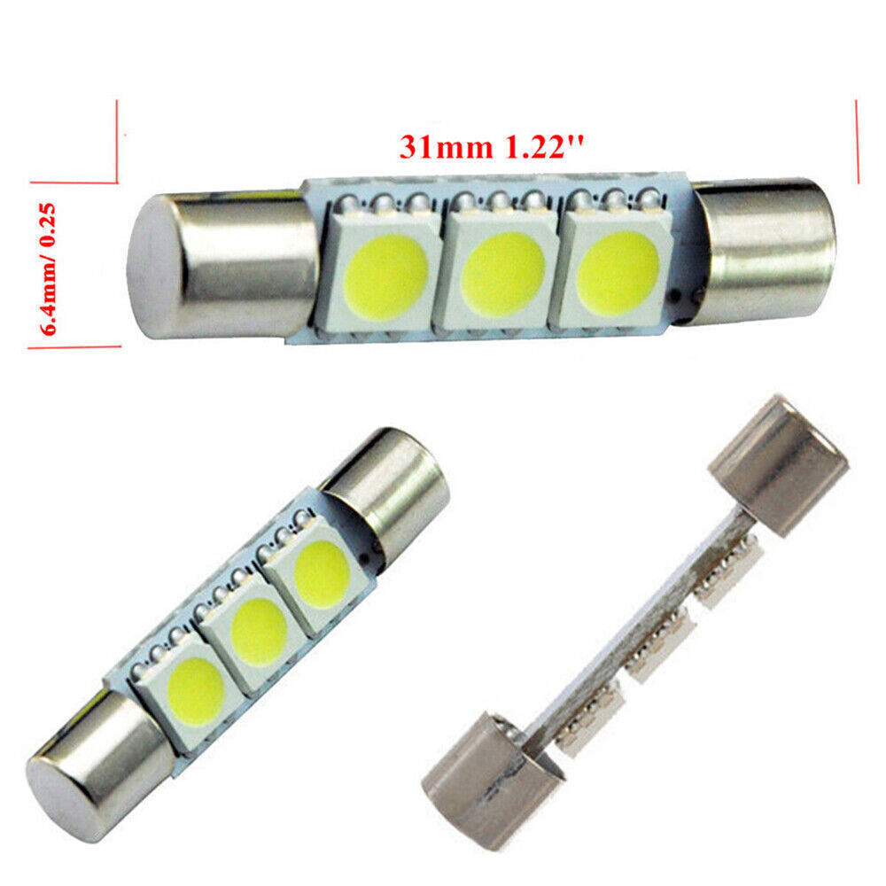 16X 5050 3-SMD 31mm 6641 Fuse LED Bulbs Vanity Mirror Light Sun Visor Lamp White