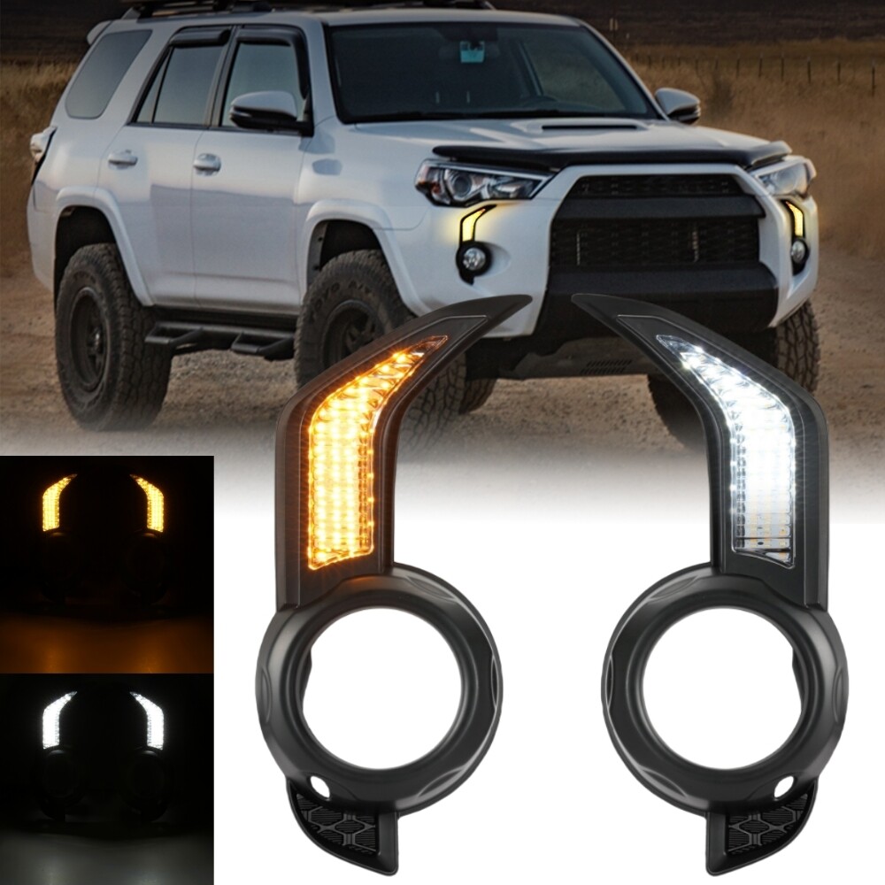 For Toyota 4Runner 13-21 LED Front Fog Light DRL Turn Signal Lights Amber/White