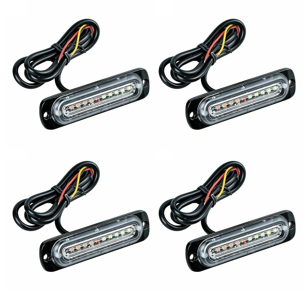 4X Warn Hazard Car Flash Strobe Light Bar Aluminum Housing Pickup, Off-road