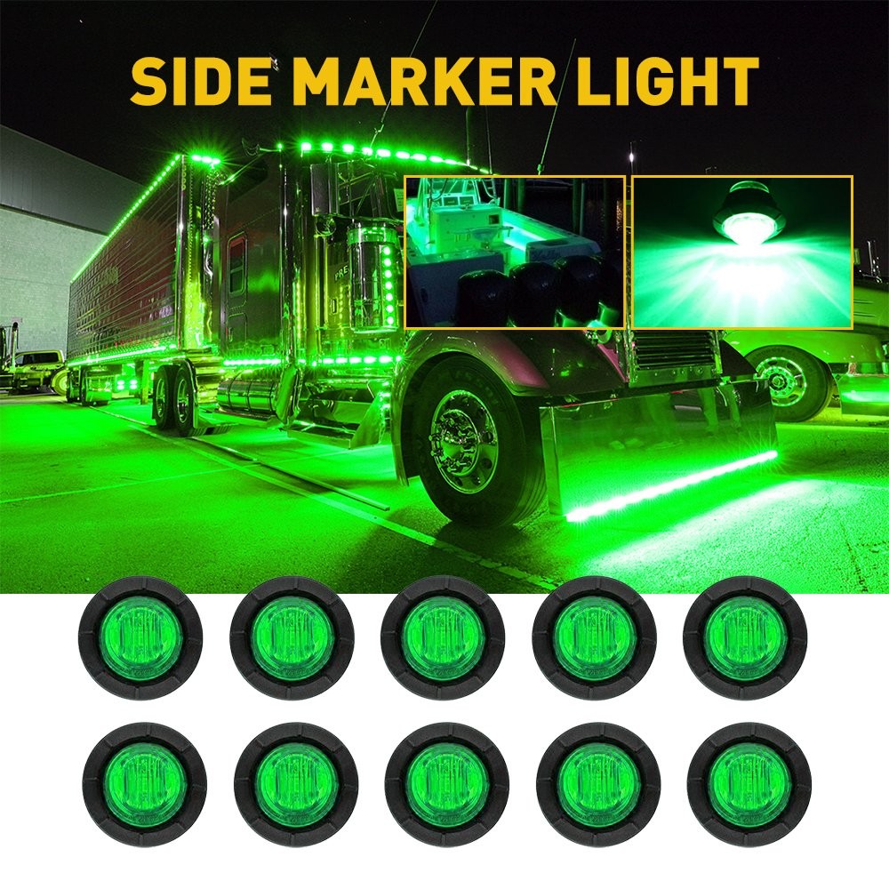 Green Round Marker Lights 3/4″LED Truck Trailer 12V Bullet Side Clearance Light