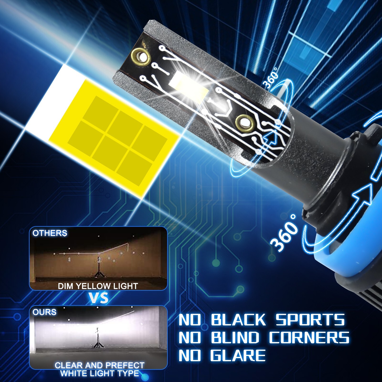 H11 LED Headlight Kit 3570 CSP Low Beam Bulbs Super Bright 360000LM 6000K White