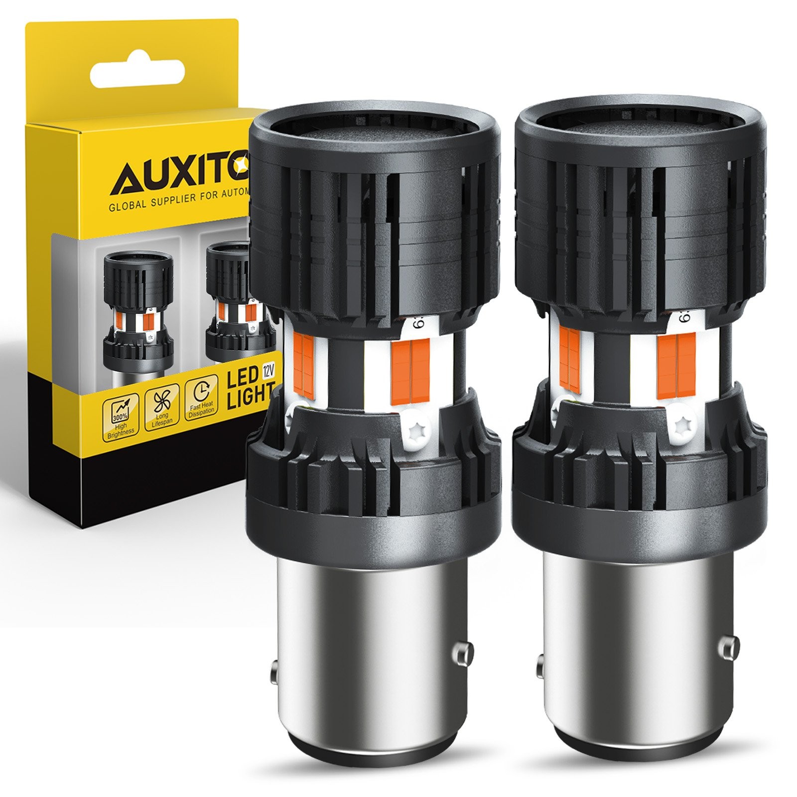 AUXITO 1157 Amber Yellow LED Turn Signal Indicator Parking Light Bulbs CANBUS M