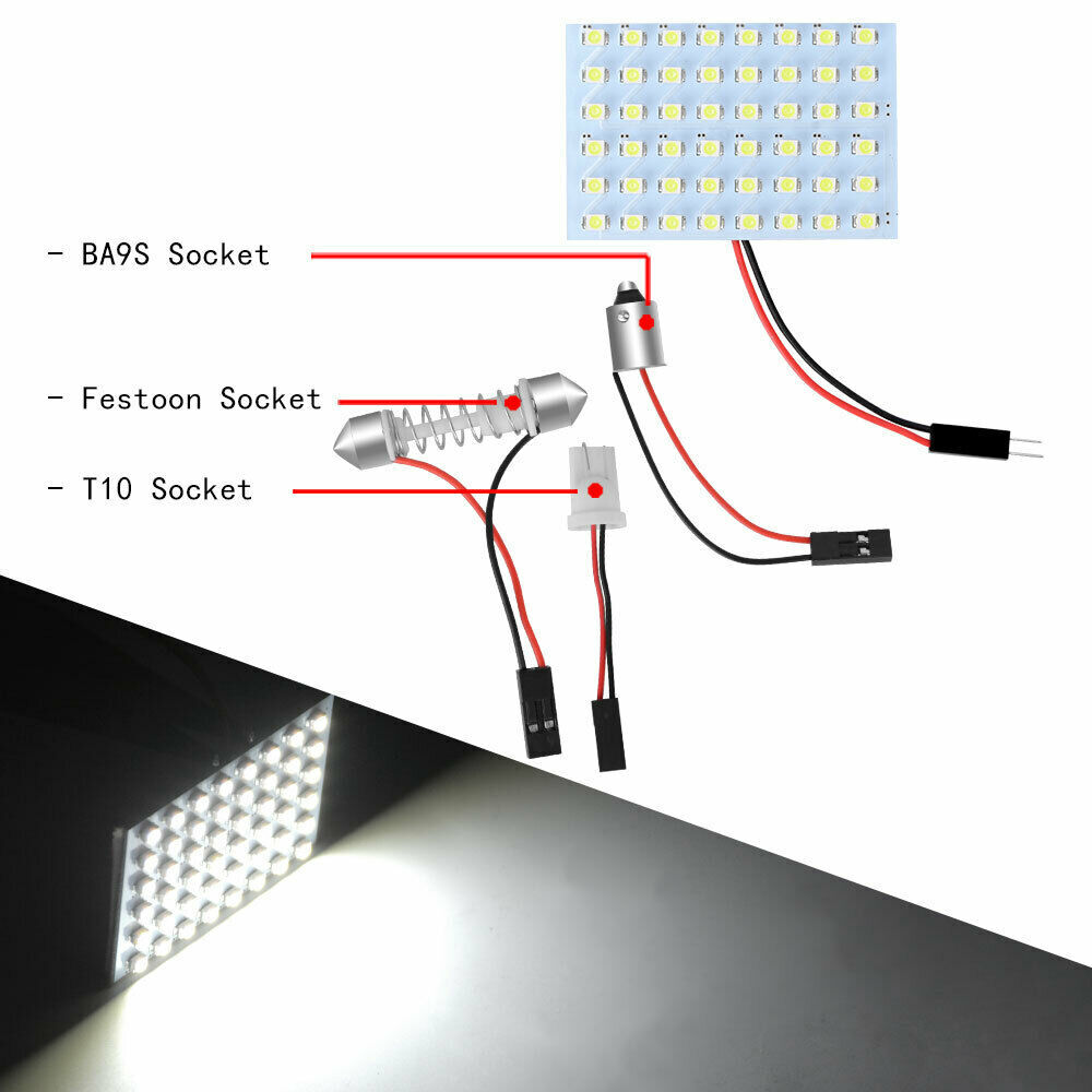 10PCS Super White 48-SMD BA15S 1156 Led Panel Dome Map Interior Light Bulb Lamps
