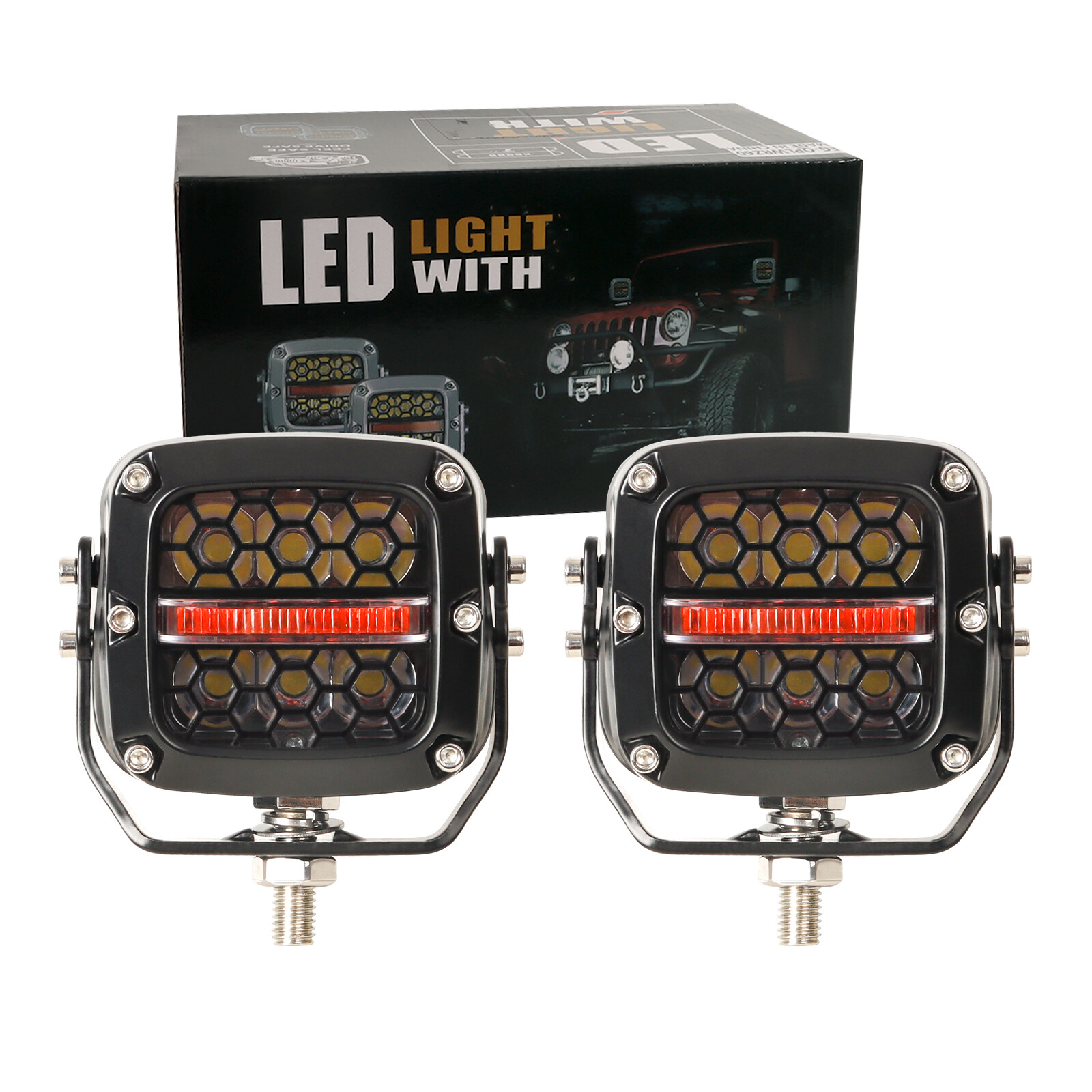 3″ White LED Cube Pod Work Light Fog Spot for UTV ATV Jeep Truck Offroad Driving