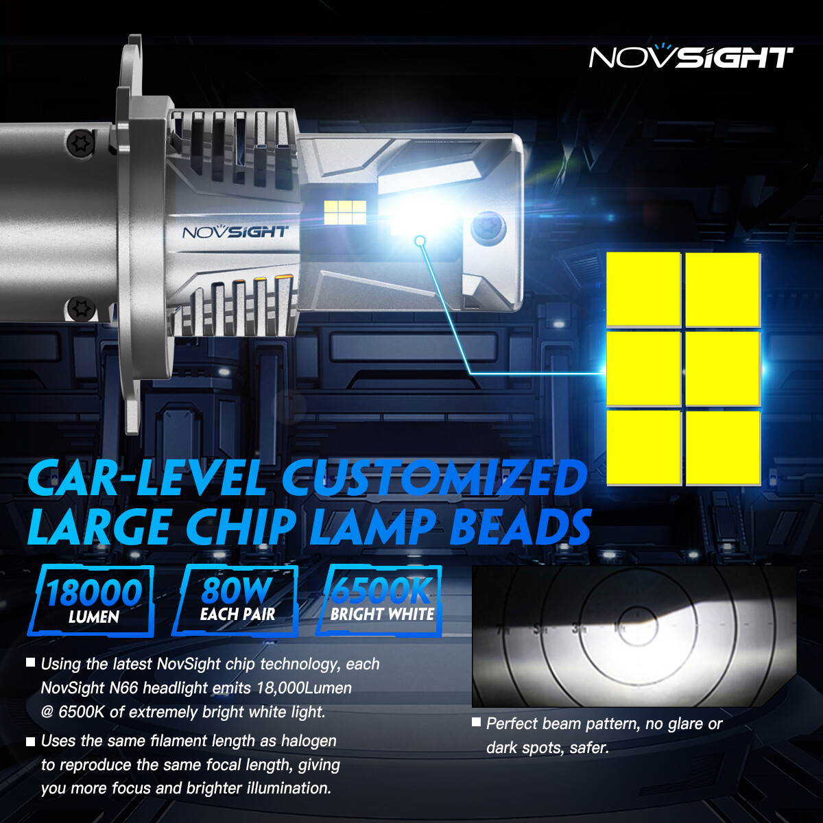 2pcs NOVSIGHT 9003 H4 LED Headlight Bulbs Kit 13000LM High Low Beam Bright Lamp