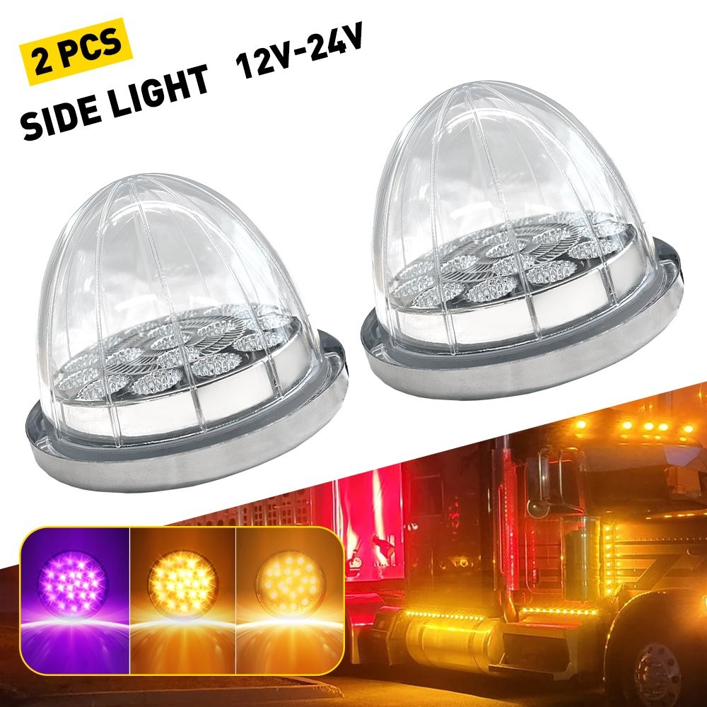2X Amber Purple 17LED Watermelon Turn Signal Lights For Semi Trailer Heavy Truck