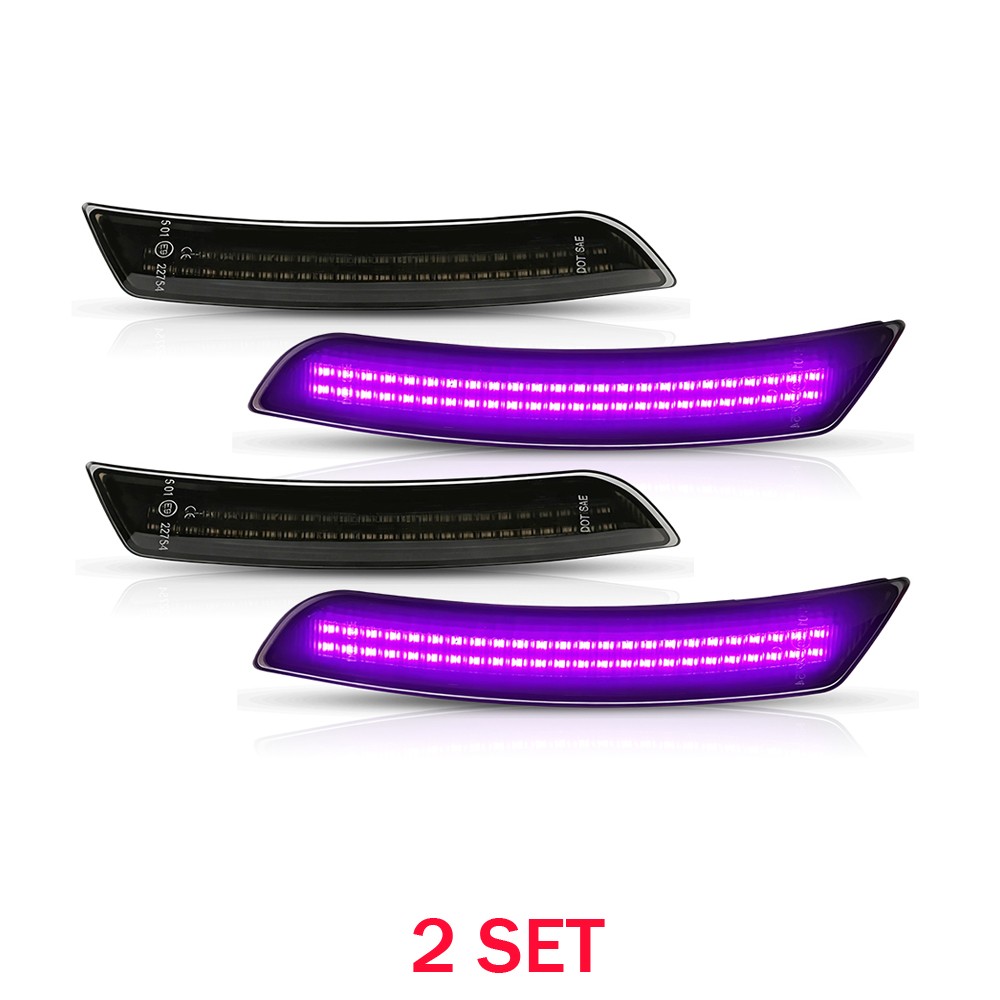 Purple LED Side Marker Lights 8X Fits 2016-2022 2023 Chevy Camaro Smoked Housing
