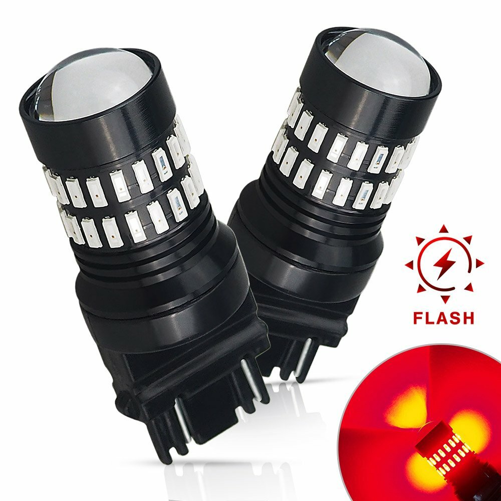 2x AUXITO 3157 3156 Brake Tail Stop Light Red Flash Strobe Blinking LED Bulb d