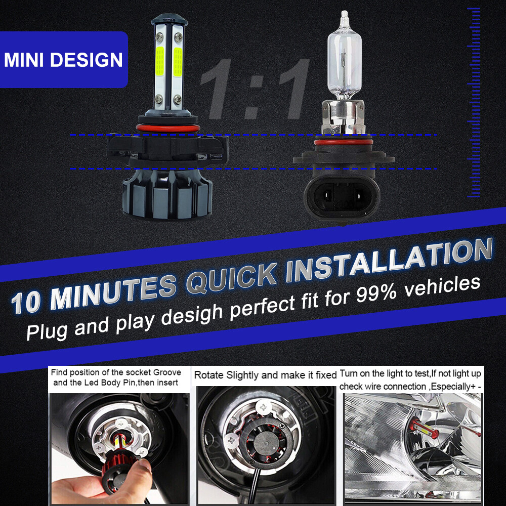 For Jeep Cherokee 2014-2015 LED Headlight & Fog Light Bulbs Combo Clear White