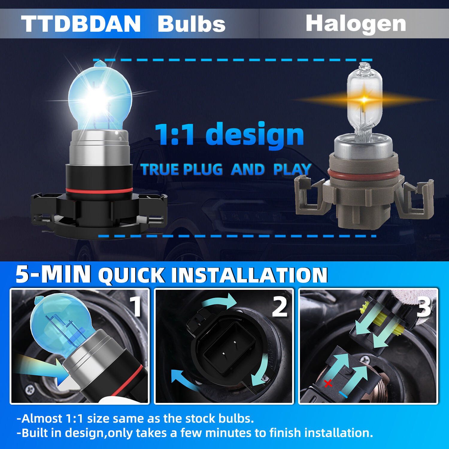 6PCS 9005+H11+5202 High Low Fog Beam Halogen Headlight Bulbs Combo Warm White