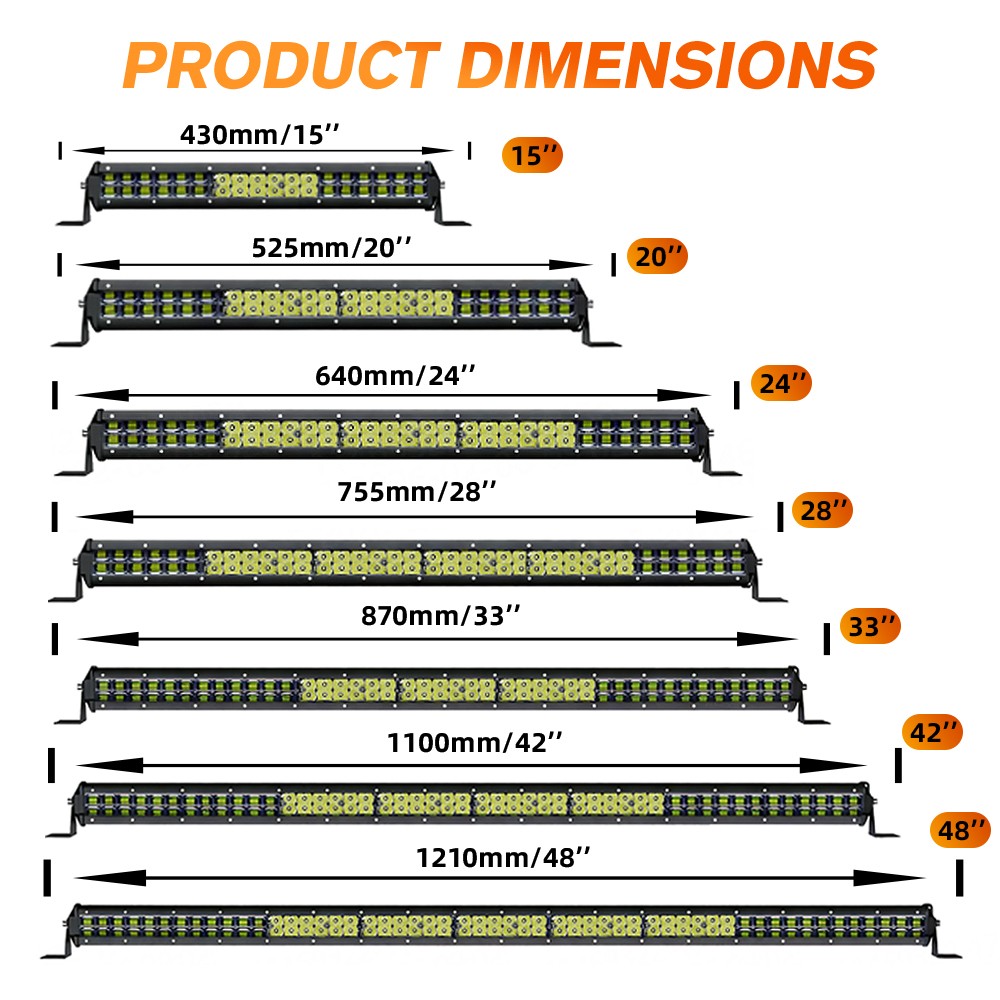 15″20″24″28″32″42″48″ LED Light Bar Spot Flood Combo Projector Offroad 4WD+Wire