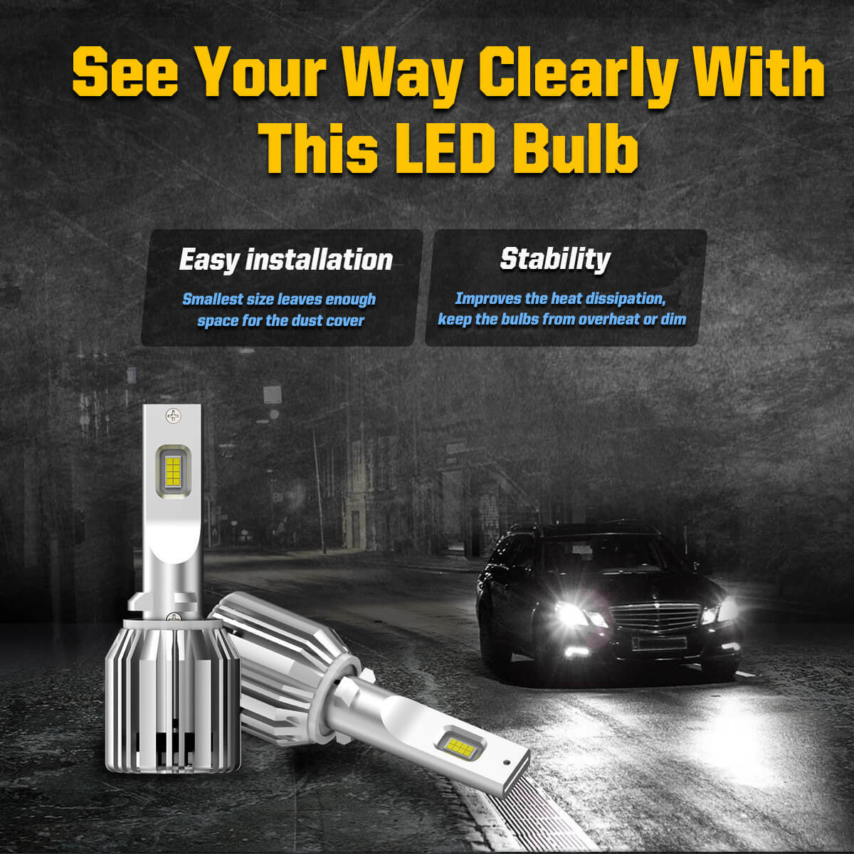 LASFIT 880 LED Fog Driving Light Bulbs 881 899 Xenon White 6000K Super Bright 2x