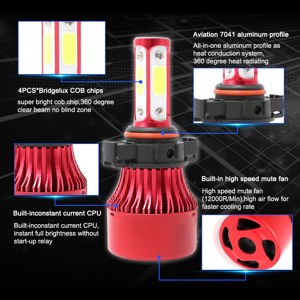 20PCS 4-Sides 5202/H16/9009/2504 LED Headlight Kit Fog Light 32000LM 6000K Bulbs