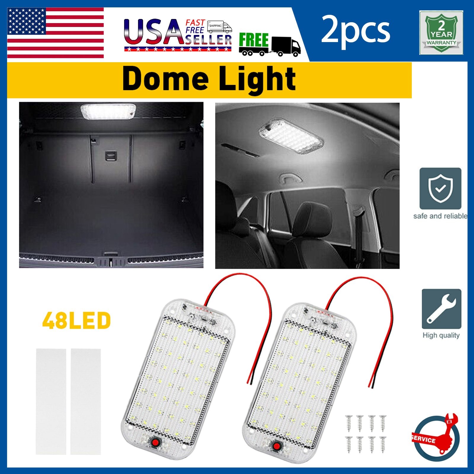 4Pcs 12V 60LED RV Ceiling Dome Light RV Interior Lighting for Car Trailer Truck