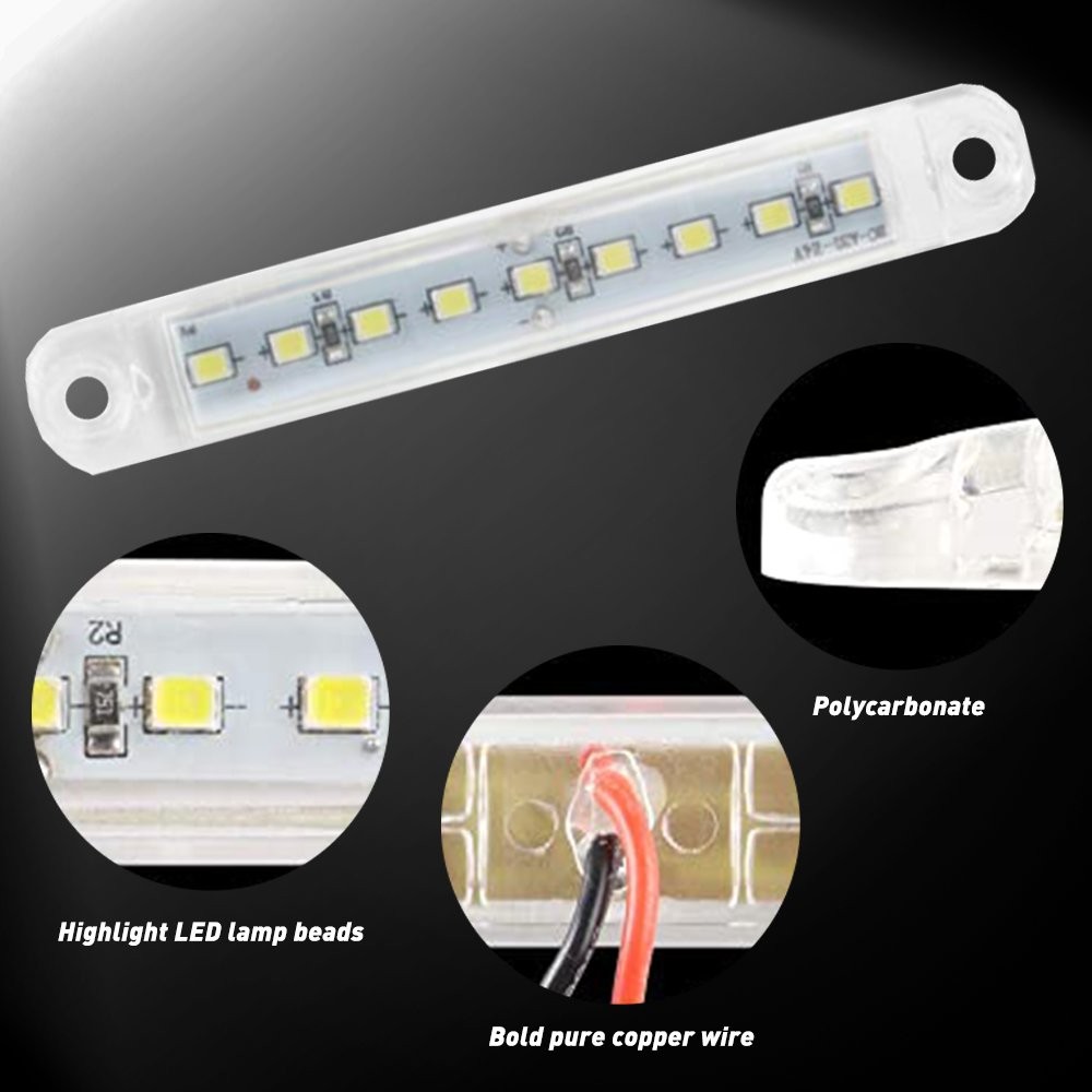 10x White LED Sealed Side Marker Clearance Light 12V Car Truck Trailer Lorry EAH