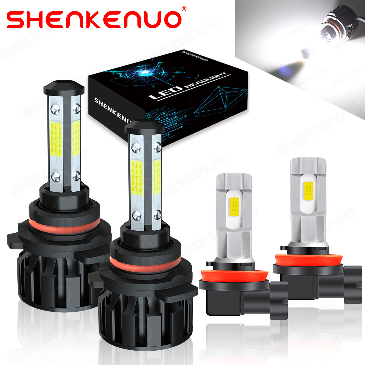 For Buick Envision 2016-2019 Combo 9012 H11 LED Headlight + Fog Light 6000K Bulb