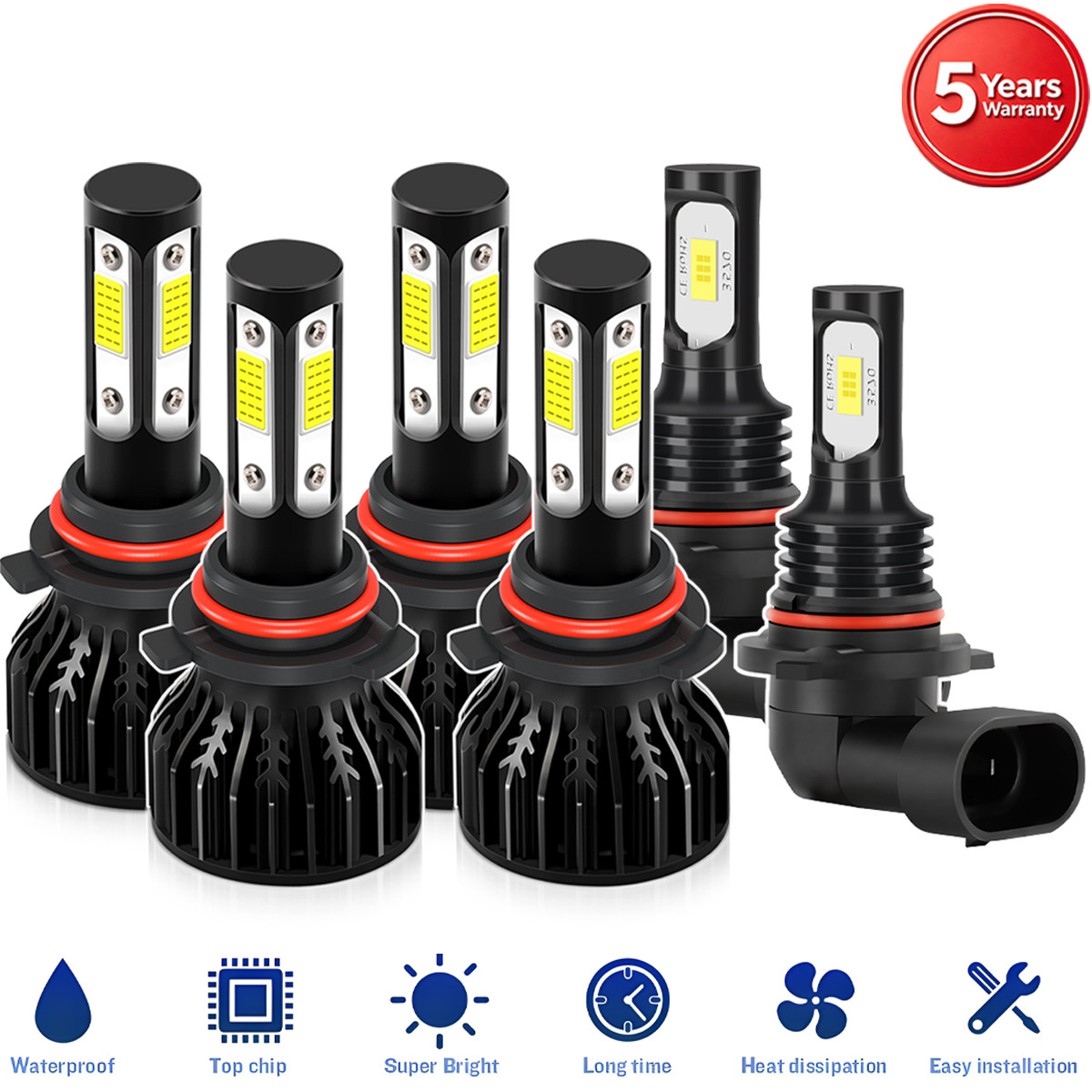 6x LED Headlight Bulbs Hi/Lo Beam Fog Light 12000Lm For Toyota Corolla 2005-2008