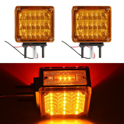 2X 3inch LED Square Dual Face Mount Pedestal Fender Turn Signal Light 12/24V