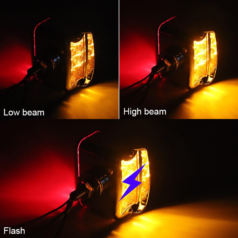 2X 57 LED Red/Amber Fender Semi Truck Pedestal Lights Turn Signal Tail Dual Face
