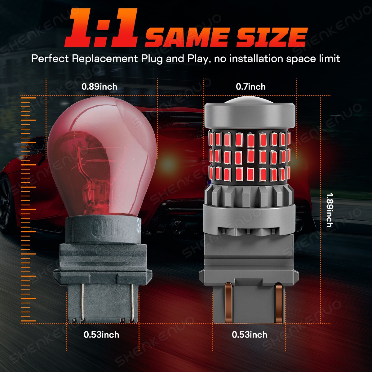 2PCS 3157 LED Red Strobe Flash Blinking Brake Stop Tail Light Parking Bulb Lamp