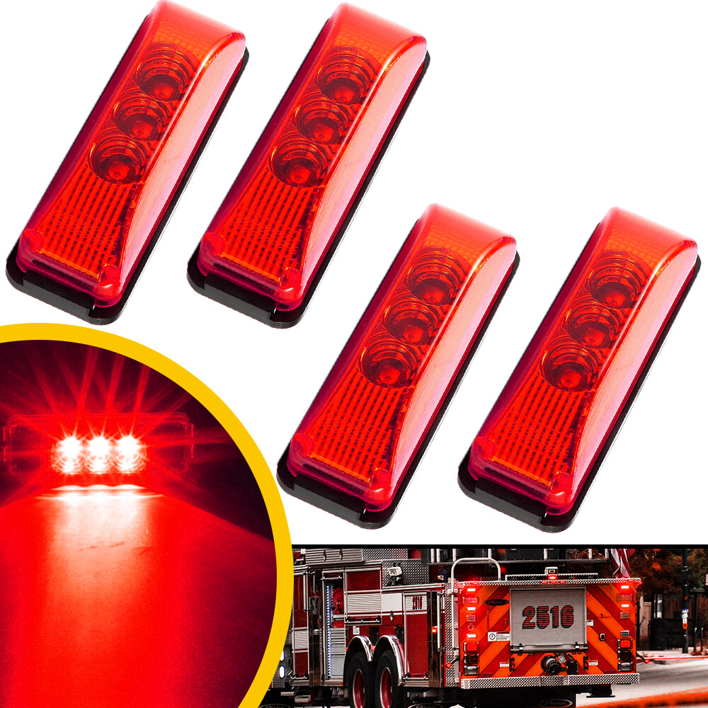4PC Red 3 LED Side Marker Lights RV Truck Trailer Clearance Light Waterproof EAG