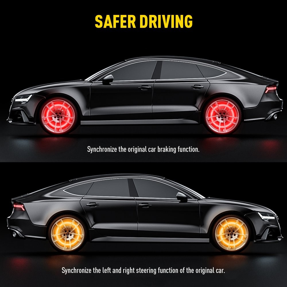 2set 3 Row 15.5 LED Wheel Ring Rim Lights Color RGB Turn Signal IP68 5050 remote