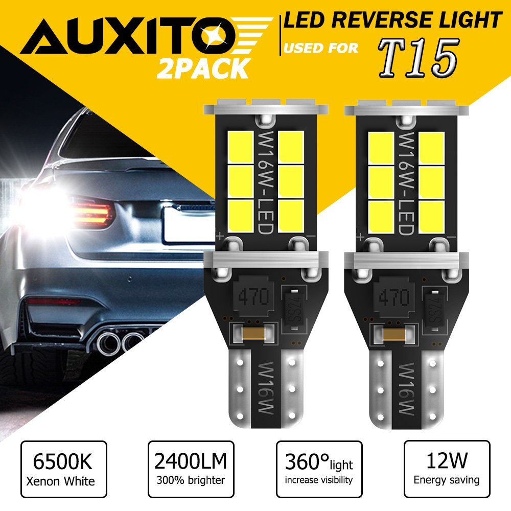 AUXITO 921 912 LED Reverse Backup Light Bulb 2400LM 6000K Super Bright T15