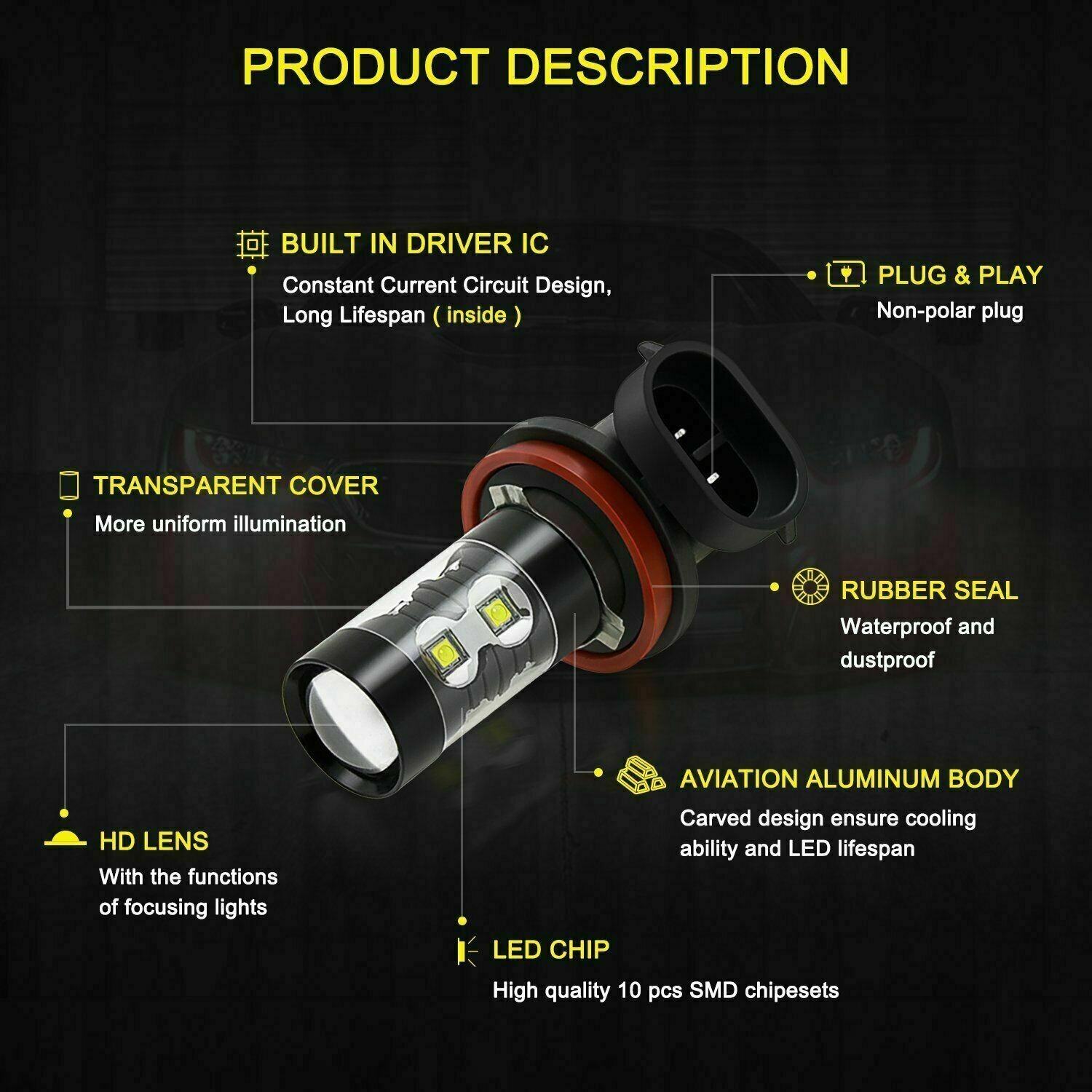 For Honda Pilot 2006-2018 6PC Combo 8000K LED Headlight + Fog Lights Bulbs Kit