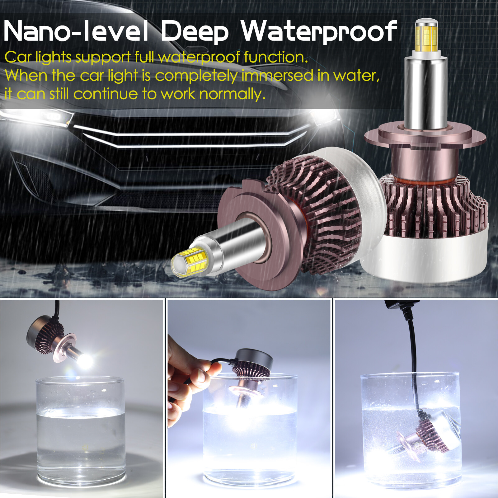 6 Sided 360° 3D LED Headlight Kit 80W 25000LM Canbus Bulb Hi/Lo Beam 6000K White