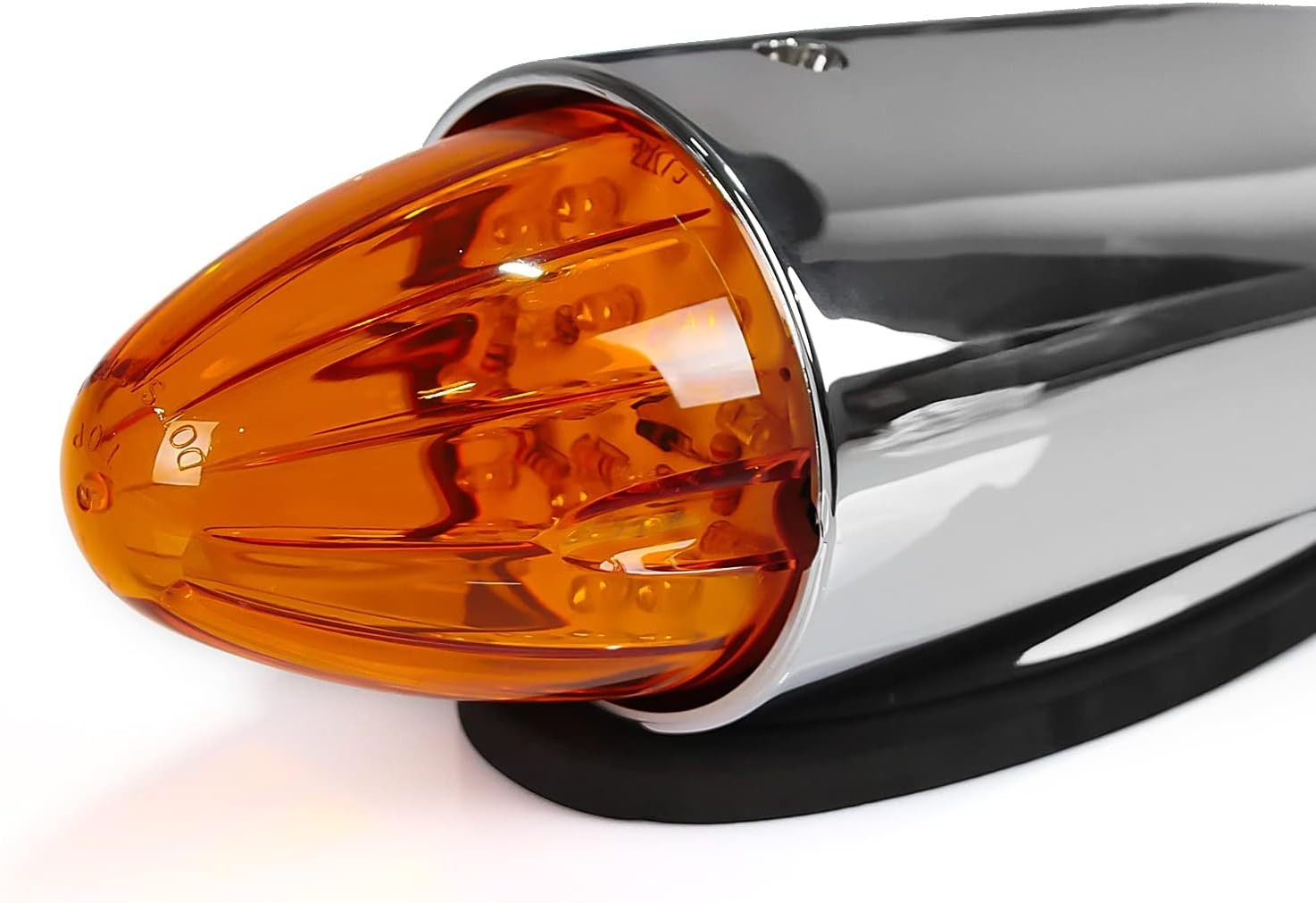 2x 19 LED Amber Torpedo Cab Marker Roof Running Top Lights Chrome Assembly 12V