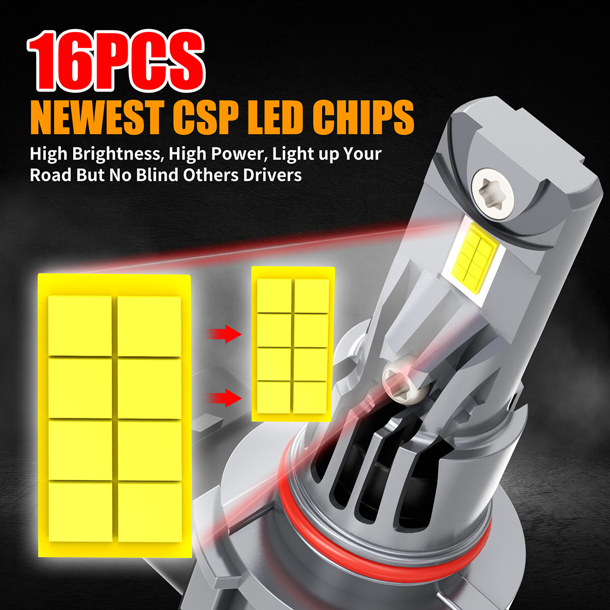 Super White Bright 9012 HIR2 H16 Combo LED Headlight Fog Light Bulbs 1000000lm