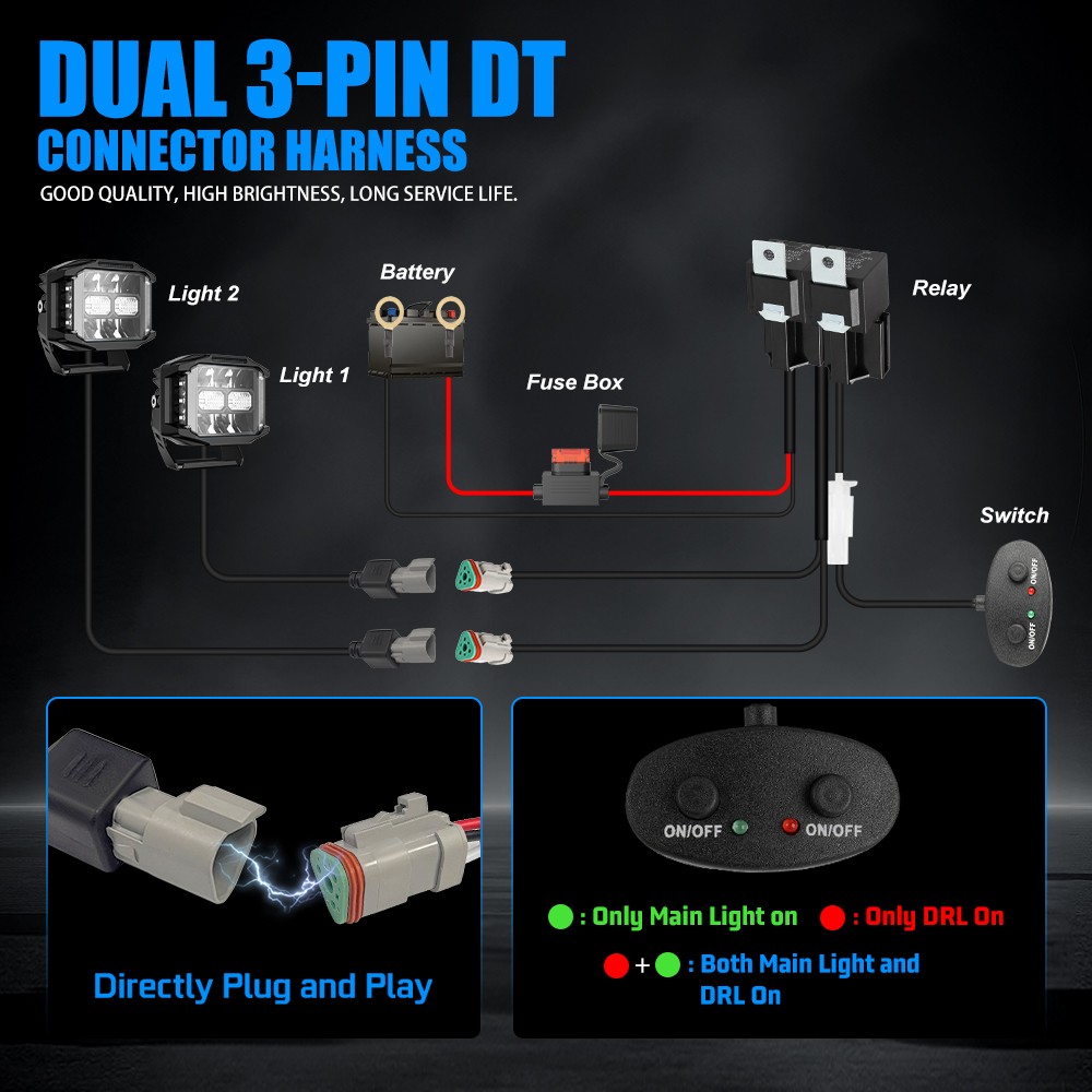 Pair 5″ 30000LM LED Pods Side Shooter White/Amber Beam Pod Lights DRL For Cam-Am