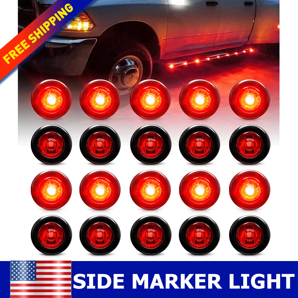 20Pcs 3/4″ Round Red LED 50000 Hours Lifespan Side Clearance Marker Lights 12V