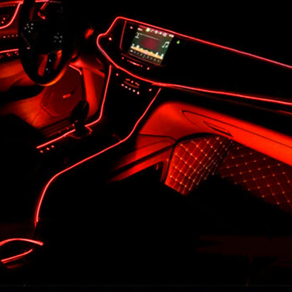 Red 5M Car Line Auto Interior LED Decor Atmosphere Light Wire Lamp Strip USB Kit