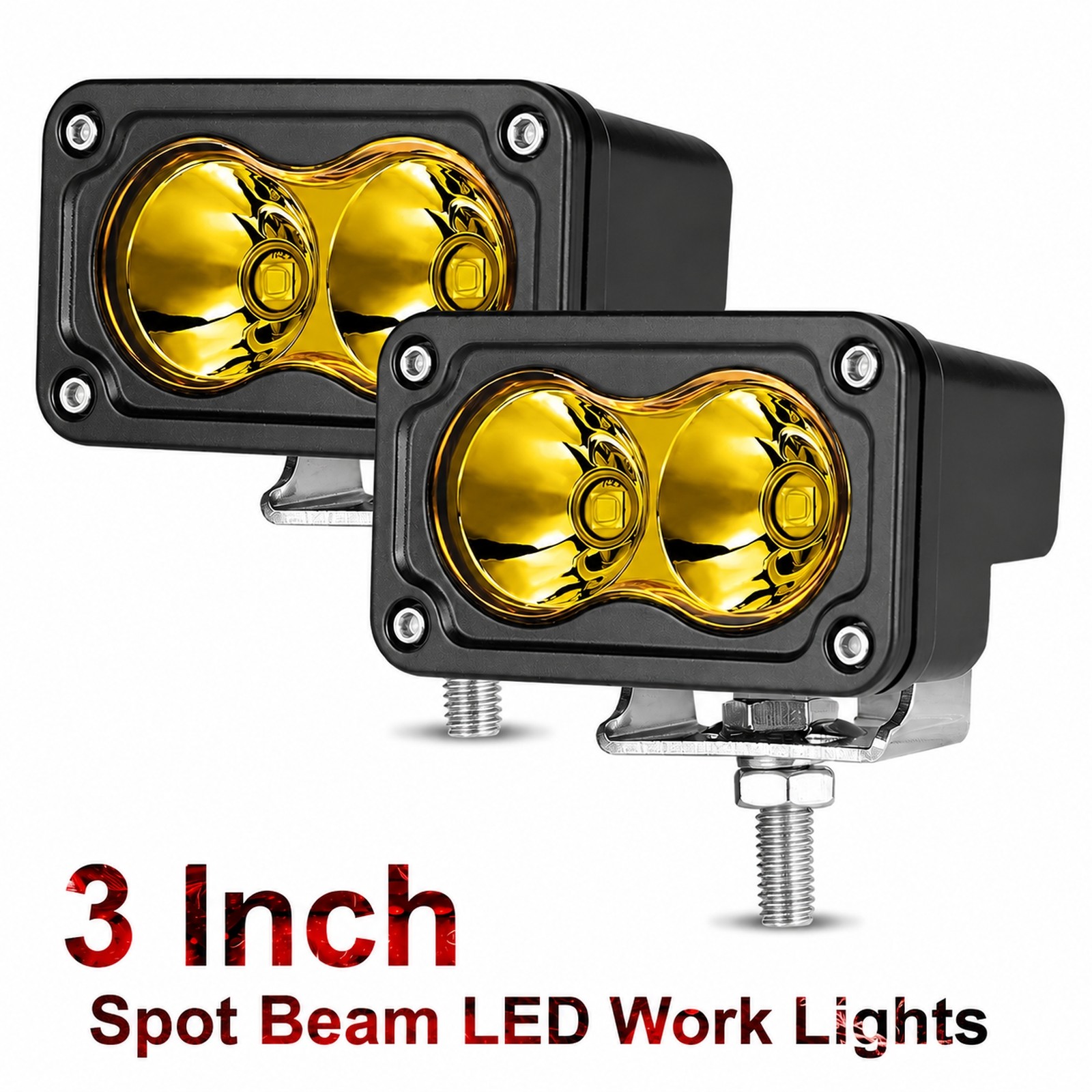 2x 3″Inch Driving Lights Amber Spot Off Road LED Cube Pods Bumper Work Light Bar