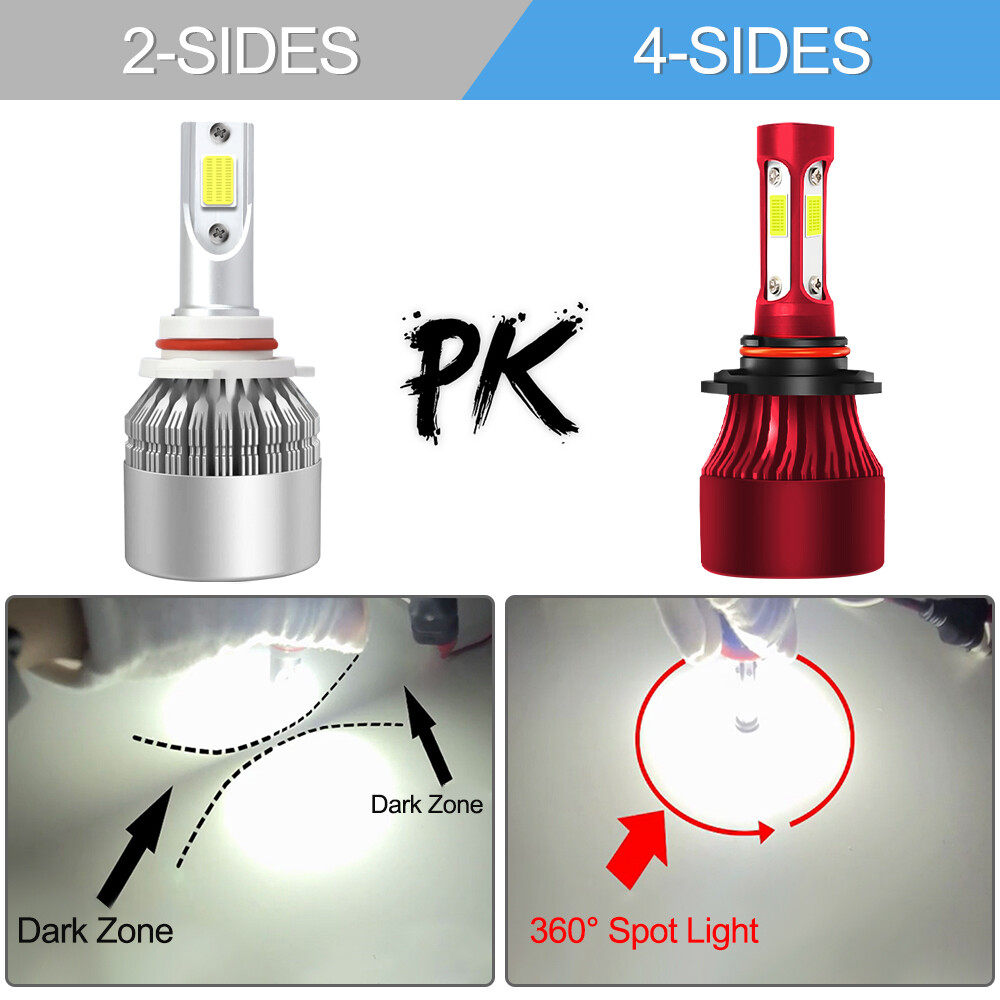 4-Side 9005 9006 Combo LED Headlight Kit High Low Beam Bulb 6000K 4800W 720000LM