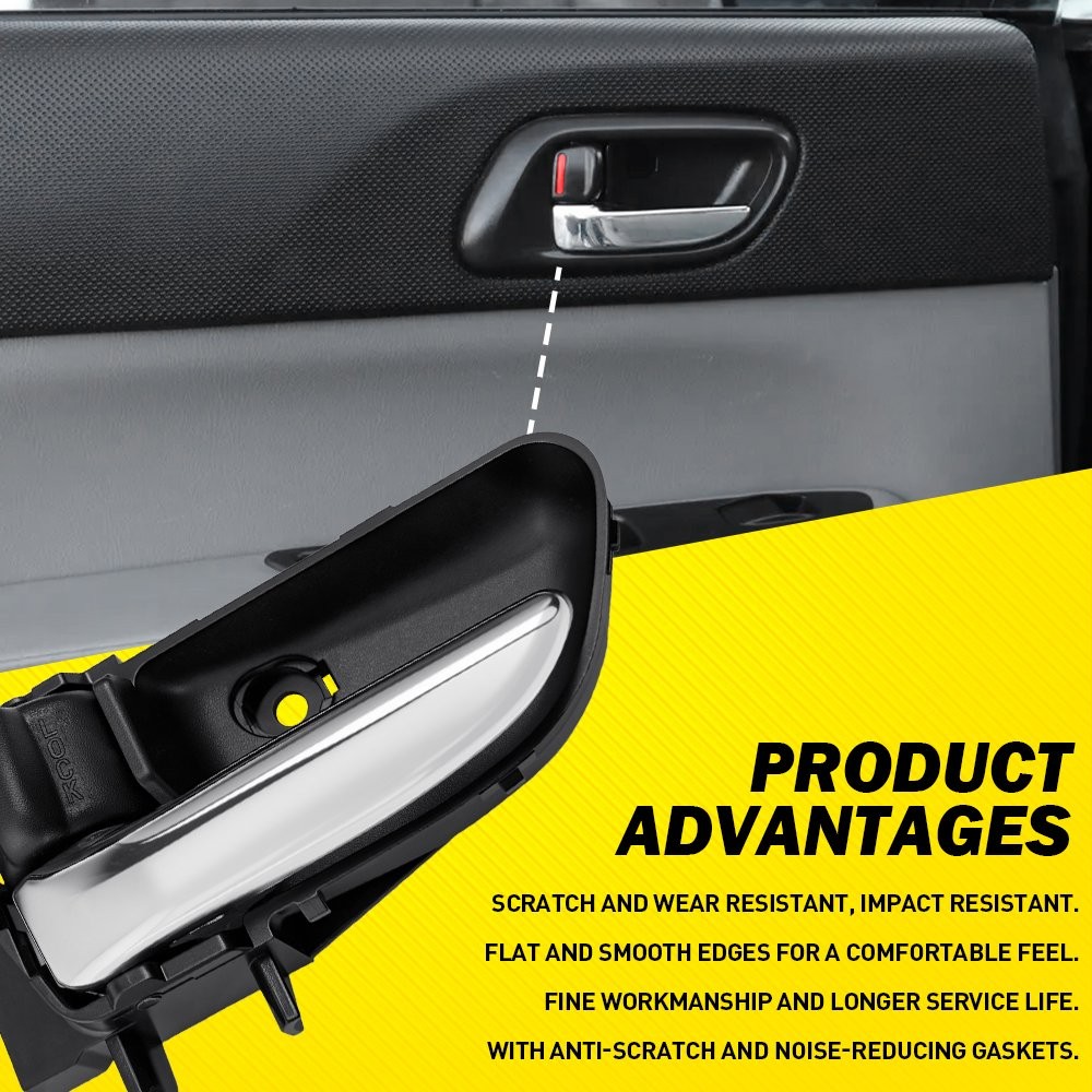 Left Inner Door Handle For Subaru Forester 2003-2008 Black w/Chrome Lever 1-5SET