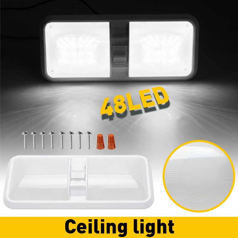 RV Interior 48 LEDs Light Ceiling Camper Trailer 11V-18V 600LM with Switch White