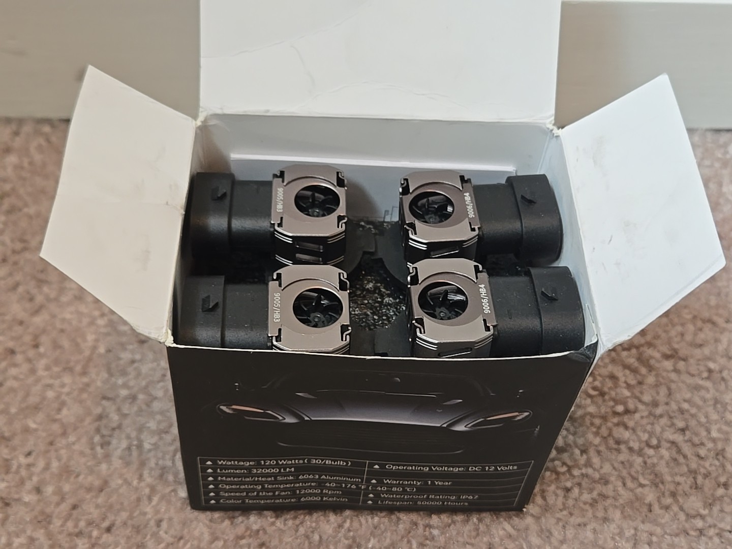 4 count FRANXI 9005/HB3 9006/HB4 Bulbs Combo Fog Lights 120W 6000K * NEW OPEN