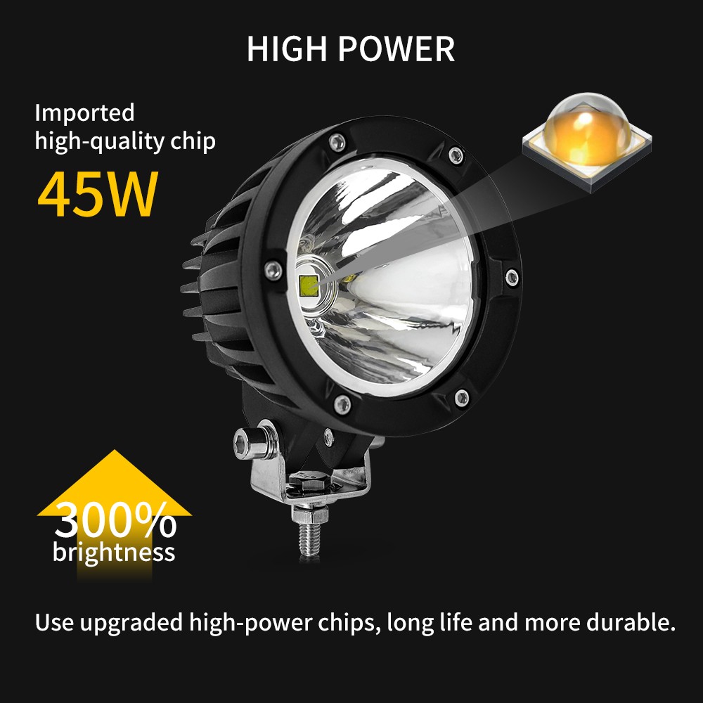 4X 4″ 160W Round LED Lights Bar Spot Driving Work Pods For Offroad 4WD UTV 12V