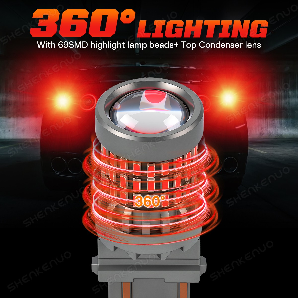 2PCS 3157 LED Red Strobe Flash Blinking Brake Stop Tail Light Parking Bulb Lamp